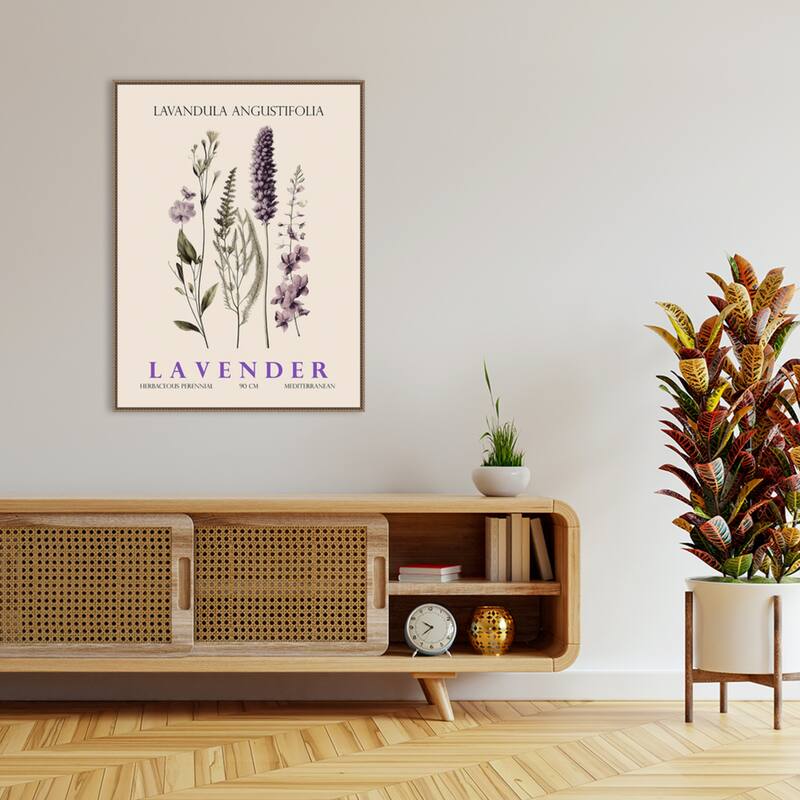 Vintage Botanical Lavender No. 2 Illustration by Christopher Giampietro Framed Canvas Wall Art Print