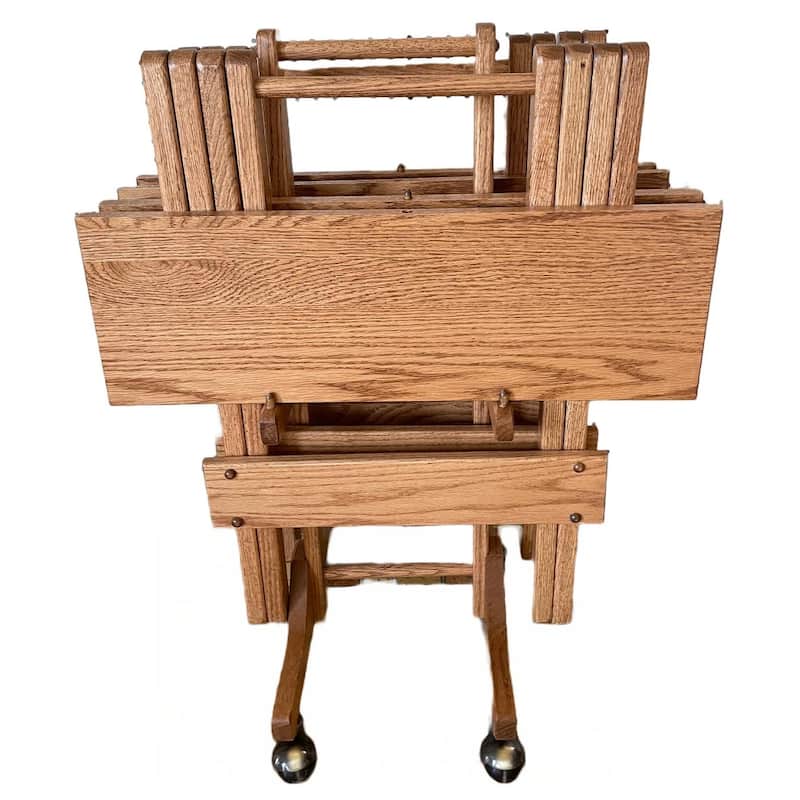 Set of Folding Tables with Casters - Set of 4 Tables - Provincial Stain