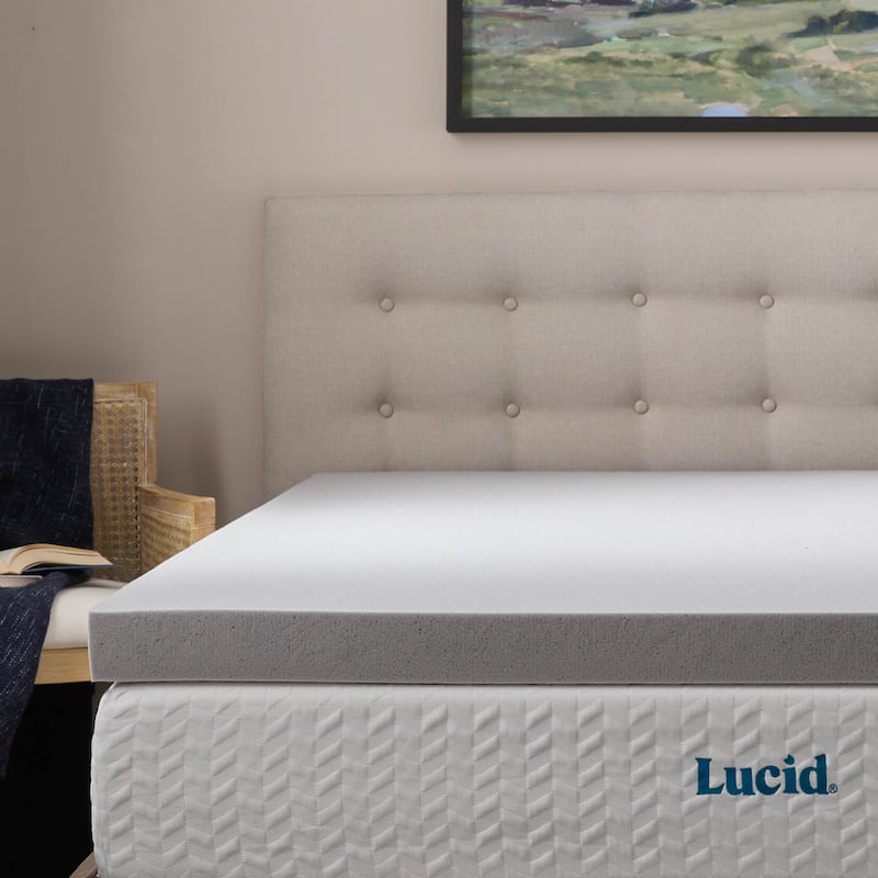 Lucid Bamboo Charcoal and Gel Memory Foam Covered Mattress Topper 2,3,4 inch - N/A