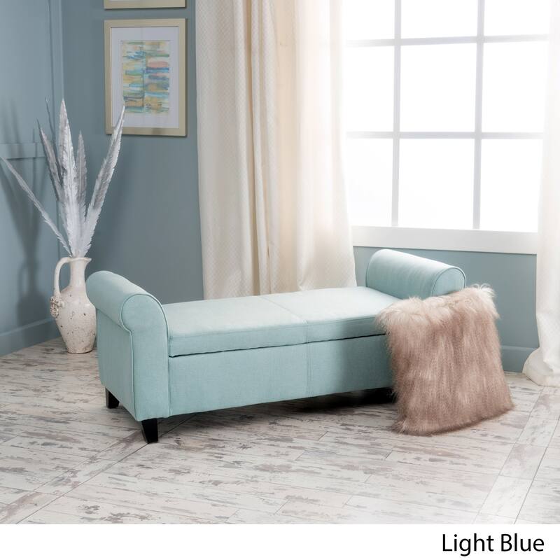 Stylish Entryway Ottoman Bench, Leisure Bench Hallway Bench, Decorative Bench Storage Bench with Safety Hinges - Light Blue