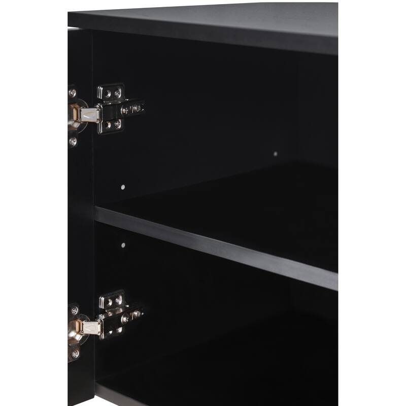 70" TV Stand with Wood Legs, Cabinets & Shelves for TVs Up to 78"