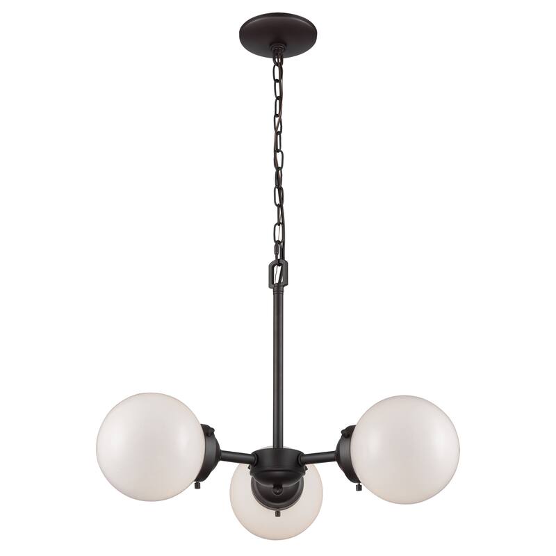 Beckett 22-inch Wide 3-Light Chandelier in Oil Rubbed Bronze with Clear Glass - 22in W x 22in D x 16in H - Oil Rubbed Bronze and White
