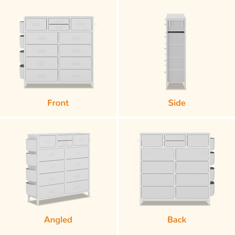 12 Drawer Dresser Fabric Tall Dressers for Bedroom Chest of Drawers