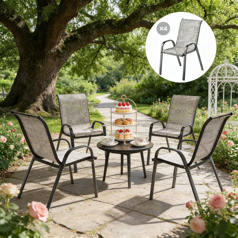 GDFStudio Outdoor Mesh Dining Chairs Set of 4
