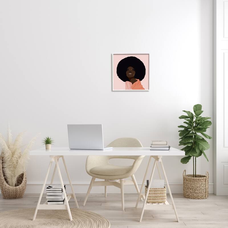 Stupell African American Woman Wearing Pink Glam Fashion Framed Wall Art - Brown