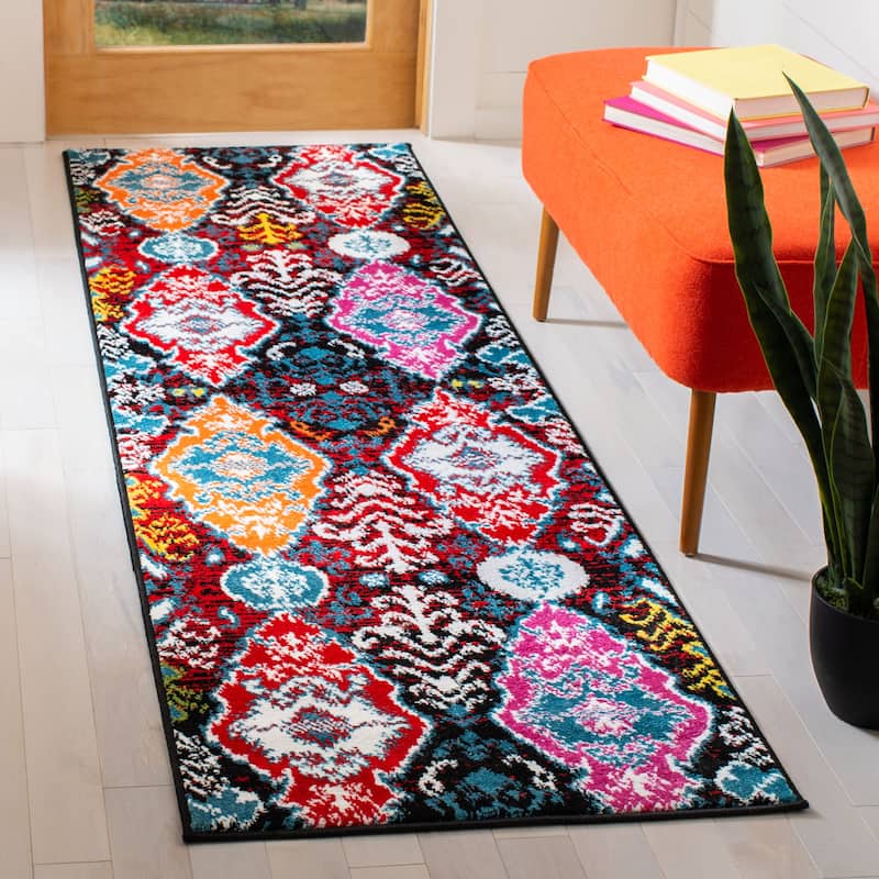 SAFAVIEH Cherokee Singa Boho Oriental Rug - 2'3" x 8' Runner - Black/Red