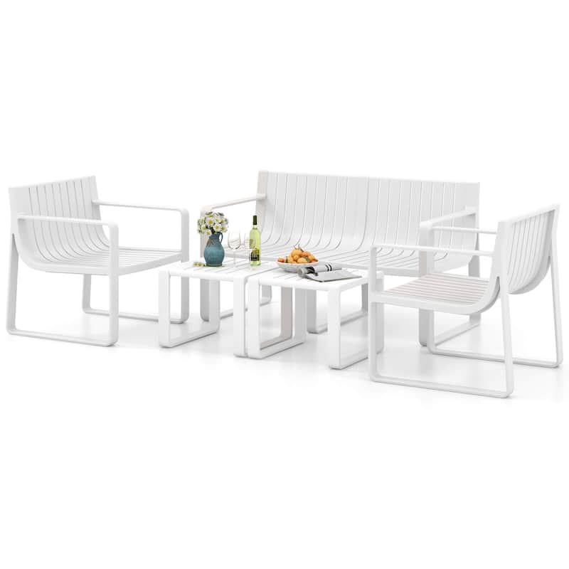 Costway 5 PCS Patio Furniture Set with 1 Loveseat 2 Patio Chairs & 2 - See Details