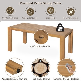 Roomfitters 7-Piece Patio Dining Set with 72.8" Table and Removable Cushions for Outdoor Space