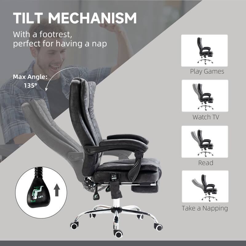 Vinsetto Massage Office Chair with 6 Points, Heated High Back Recliner with Adjustable Height, Swivel Wheels