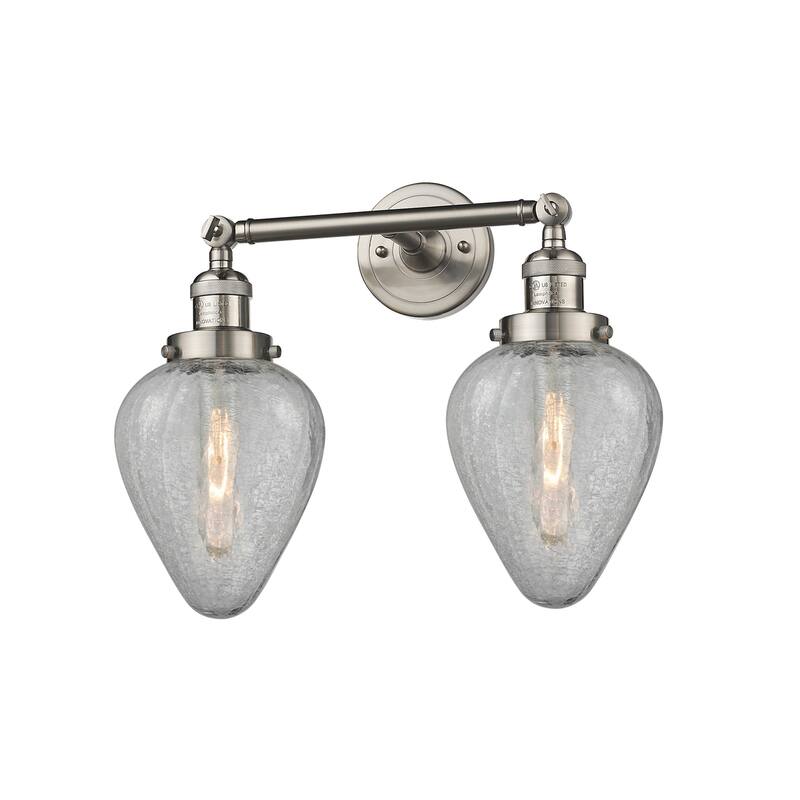 Innovations Lighting Geneseo 2 Light 17" Wide Bathroom Vanity Light - Satin Brushed Nickel / Clear Crackle