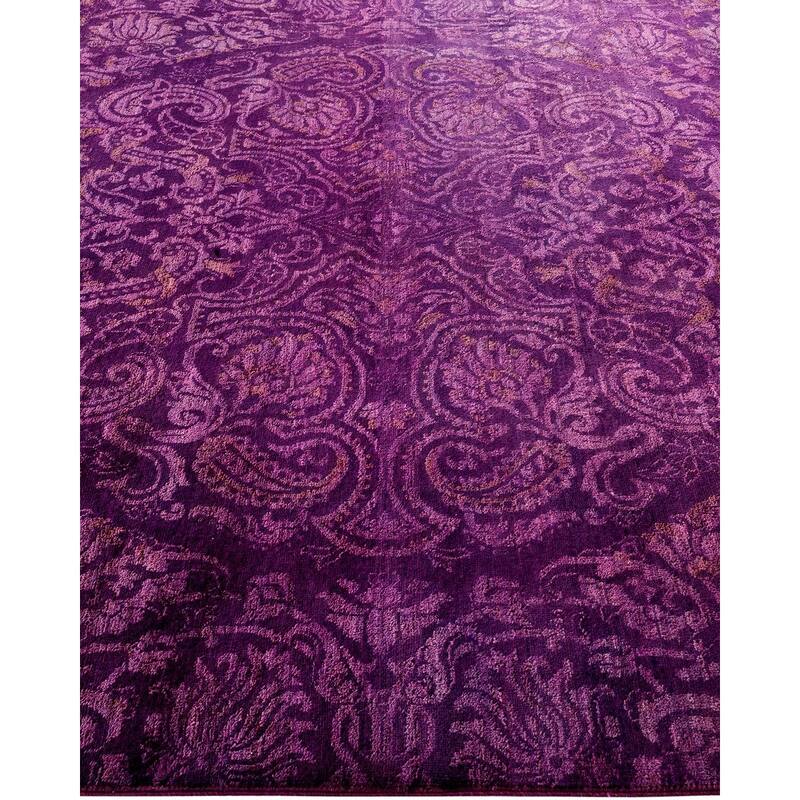 Overton Hand Knotted Wool Vintage Inspired Modern Contemporary Overdyed Purple Area Rug - 6' 0" x 8' 9"