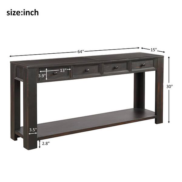 Merax Hallway Console Table With Storage Drawers And Bottom Shelf Overstock 31727769 Winsome genoa rectangular console table with glass and shelf. red barrel studio
