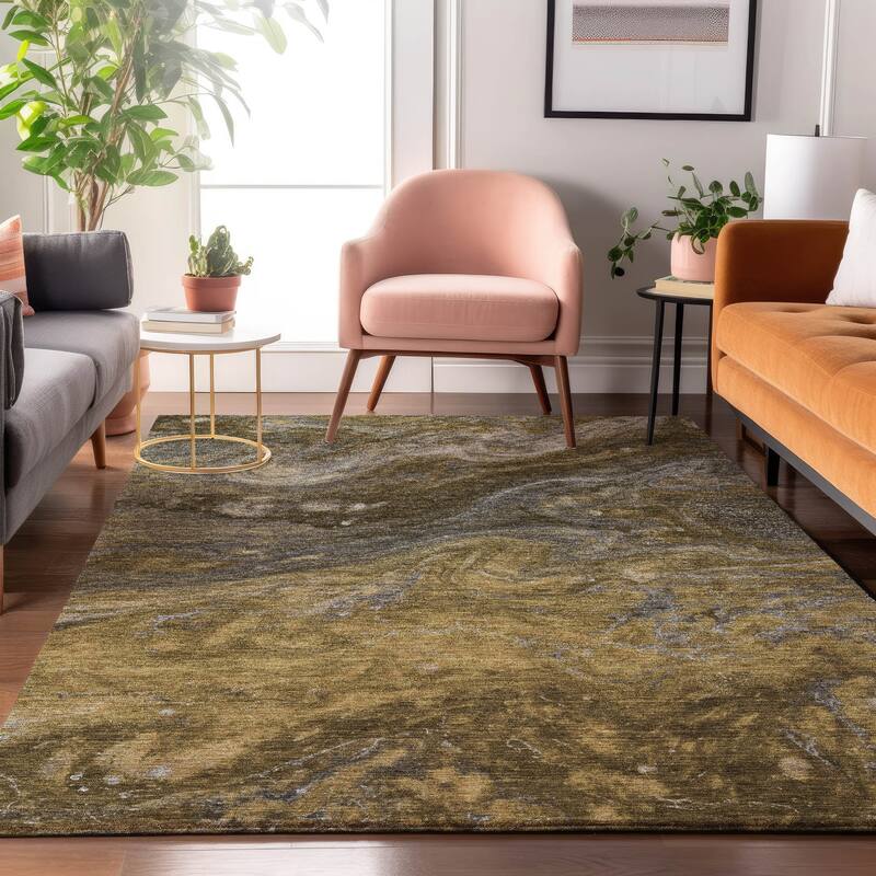 Premium Washable Super Soft Abstract Cosmic Mayfield Rug - Brown - 9' x 12' - Rectangle