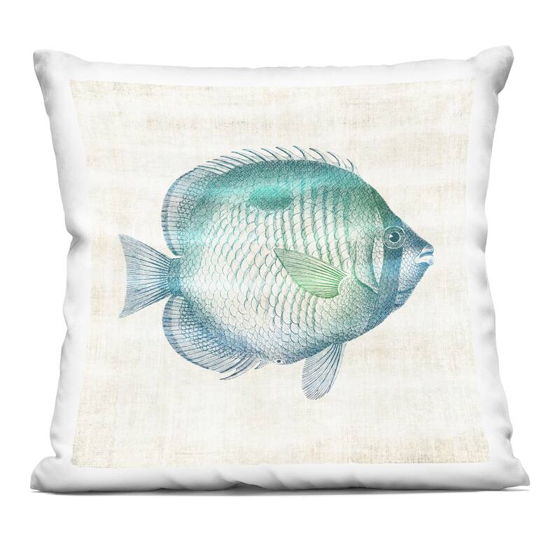 Stupell Fish Impression Sea Life Decorative Printed Throw Pillow Design by Susan Arnot - Accent - Polyester - Blue - Single