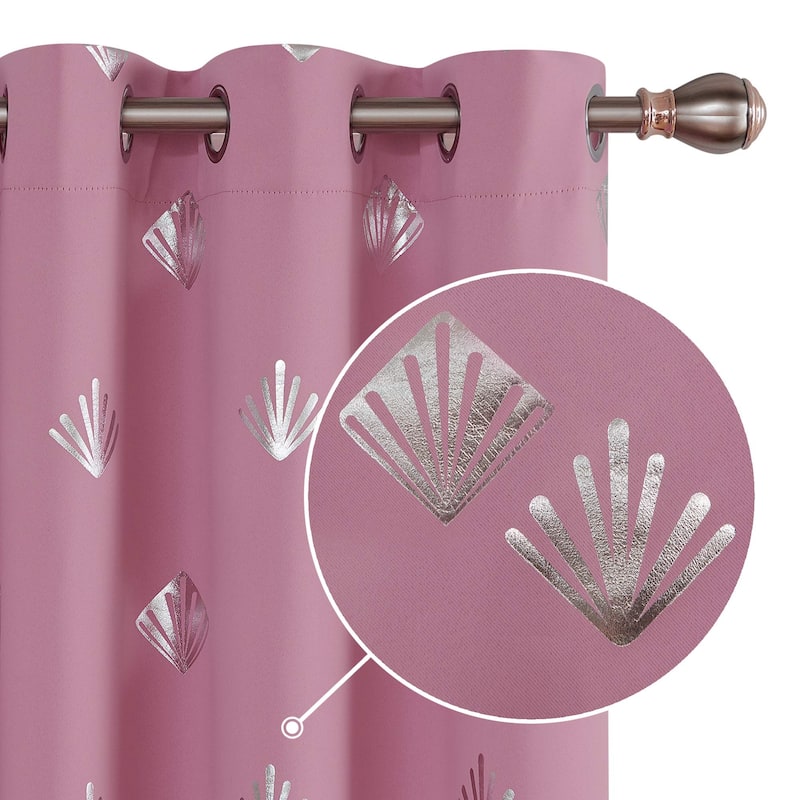 Shell Pattern Room Darkening Curtain Panel (2 Panels)