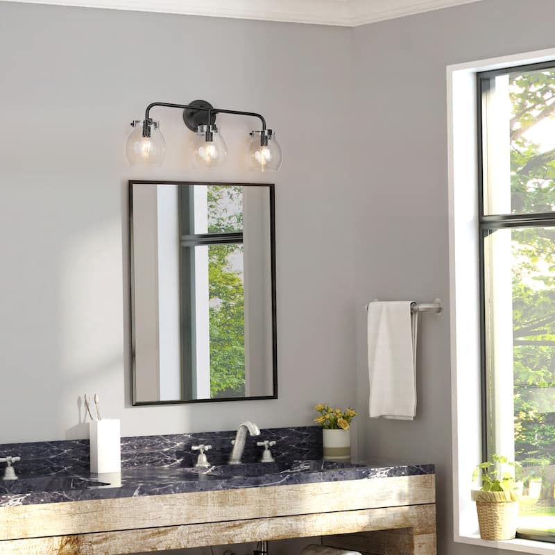 Olia Modern Farmhouse Bathroom Vanity Light Black Glass Wall Sconces