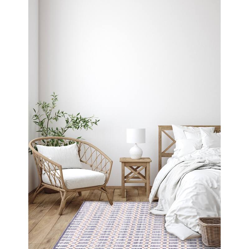 ECARPETGALLERY Flat-Weave Nevada Navy Wool Kilim - 5'2 x 7'7