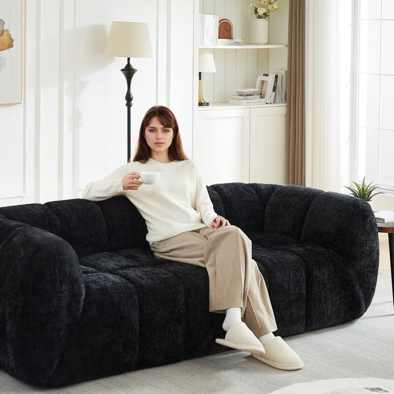 86.5" 3-Seater Chenille Pure Foam Sofa