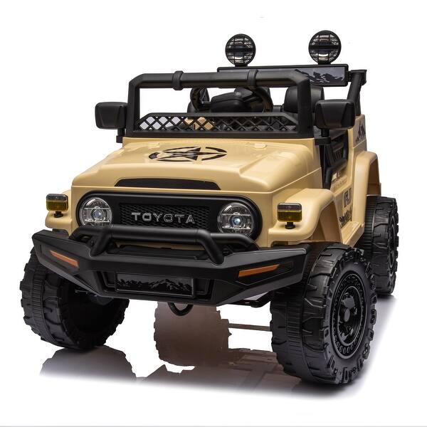 slide 2 of 80, Licensed Toyota FJ Cruiser 12V Ride-On - Realistic Design with Bluetooth & MP3 Beige