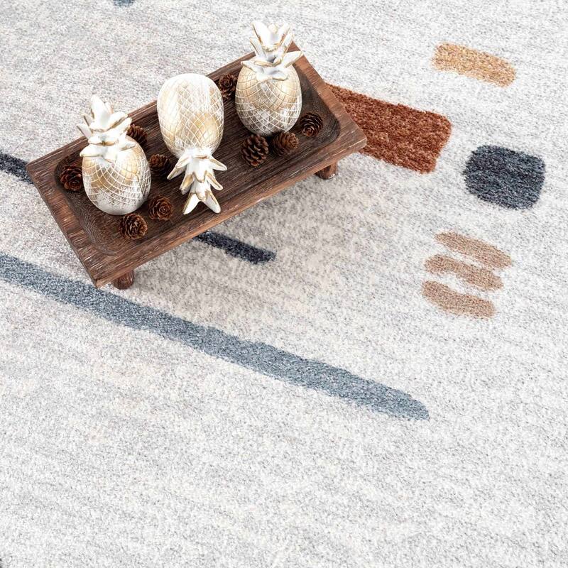 Hauteloom Arnon Living Room, Bedroom Machine Washable Area Rug - Medium Gray, Gray, Navy - 2' x 3'