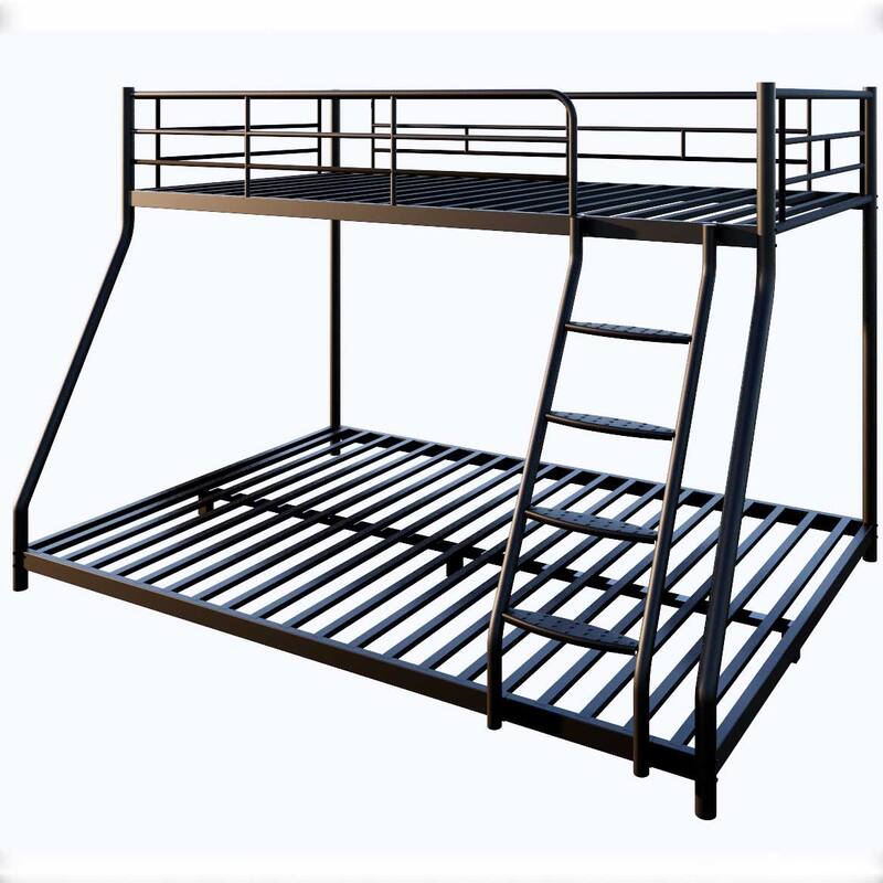 Black Twin over Full Metal Bunk Bed with Comfortable DiamondShaped