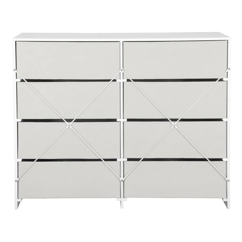 8 Drawer Dresser with Fabric Storage MDF Frame Modern Bedroom Organizer