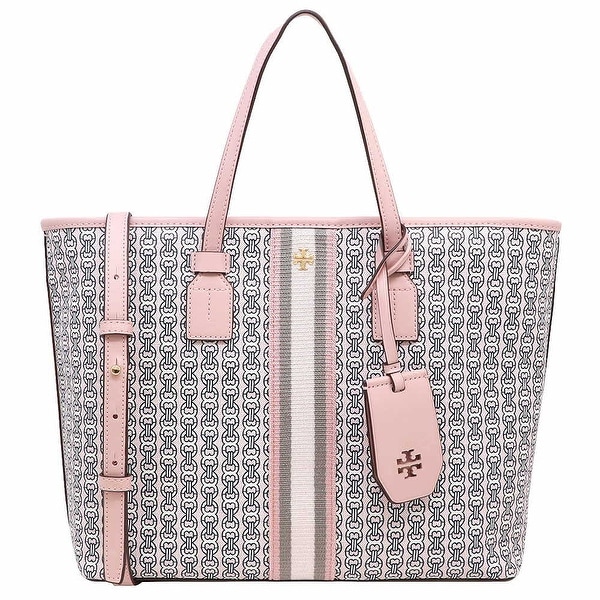 Tory Burch Gemini Link Canvas Small Tote Handbag Pink. Opens flyout.
