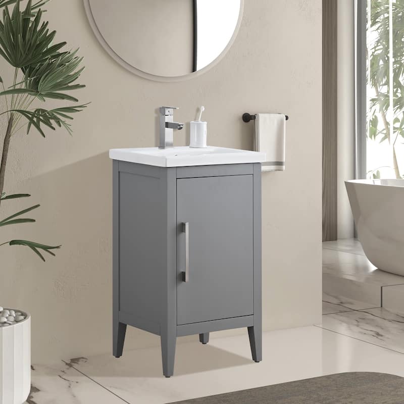 Vanity Art 20" or 24" or 30" Single Sink Bathroom Vanity Cabinet with Ceramic Top