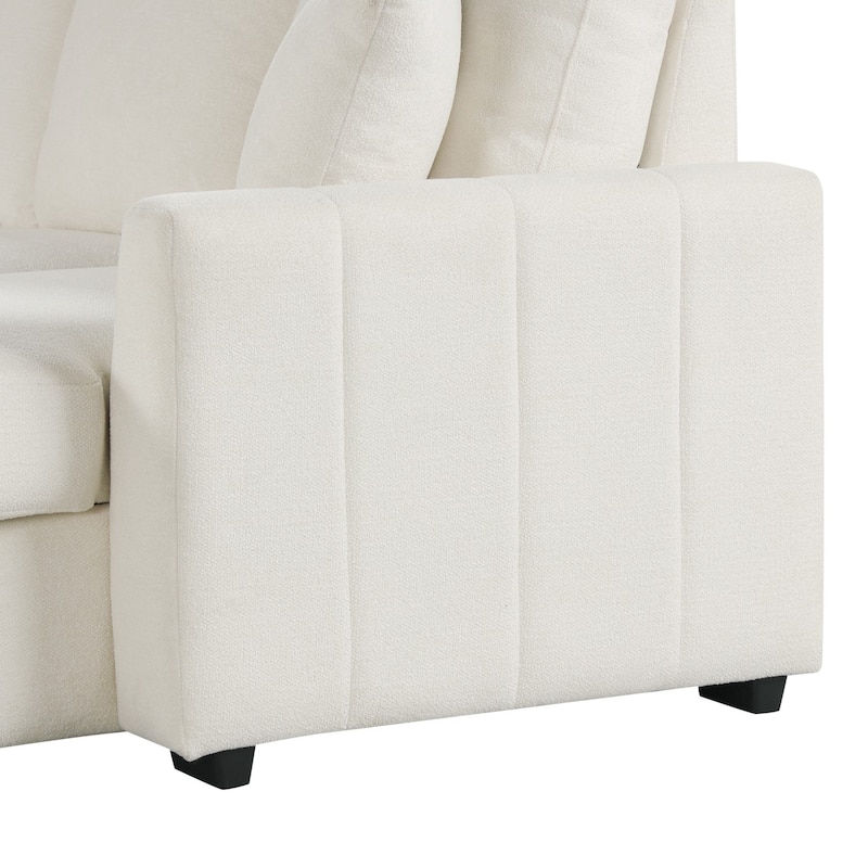 90" L-Shaped Warp Knitted Fabric Sectional Sofa with Storage Chaise