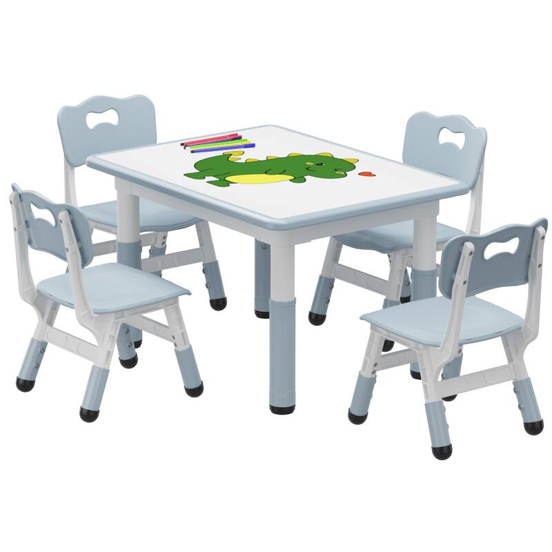 Table and 4 Chairs Set for Ages 2-10 Height Adjustable