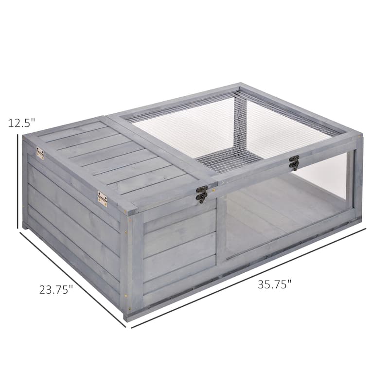 Pawhut Wood Tortoise House Indoor Outdoor Turtle Habitat Reptile Cage for Lizards, Geckos 36" x 24" x 12.5"