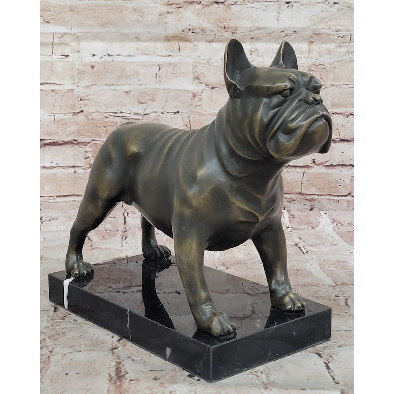 Bronze Imitative BullImitative dog Sculpture On Marble Base – Imitative Dog Lover Gift Decor