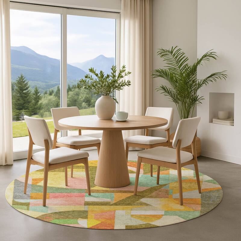 Premium Washable Super Soft Contemporary Mayfield Rug - Wheat - 8' x 8'