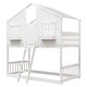 preview thumbnail 17 of 17, Twin Over Twin House Bunk Bed with Roof, Windows, and Ladder, Grey