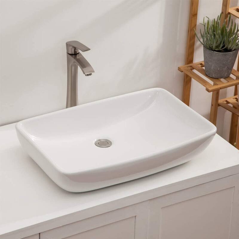 Bathroom Vessel Sink Counter White Farmhouse Ceramic Vanity Sink - 24" x 15"