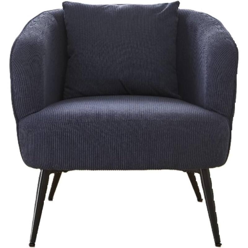 Modern Channel Corduroy Velvet Accent Chair with Black Metal Legs Luxurious Design and Comfortable Seating Ideal