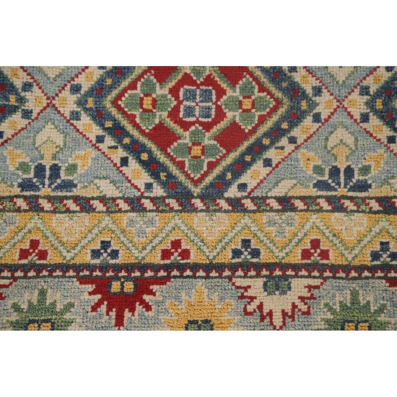 Striped Kazak Area Rug Handmade Wool Carpet - 9'9"x 12'3"