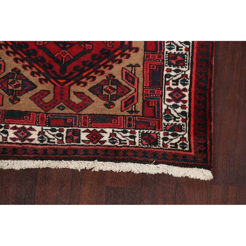 Vintage Vegetable Dye Ardebil Persian Wool Runner Rug Hand-knotted - 3'6" x 11'1"