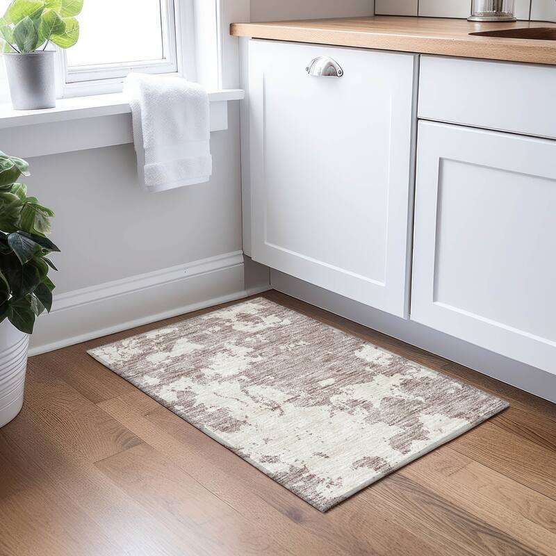 Machine Washable Indoor/ Outdoor Chantille Abstract Rug