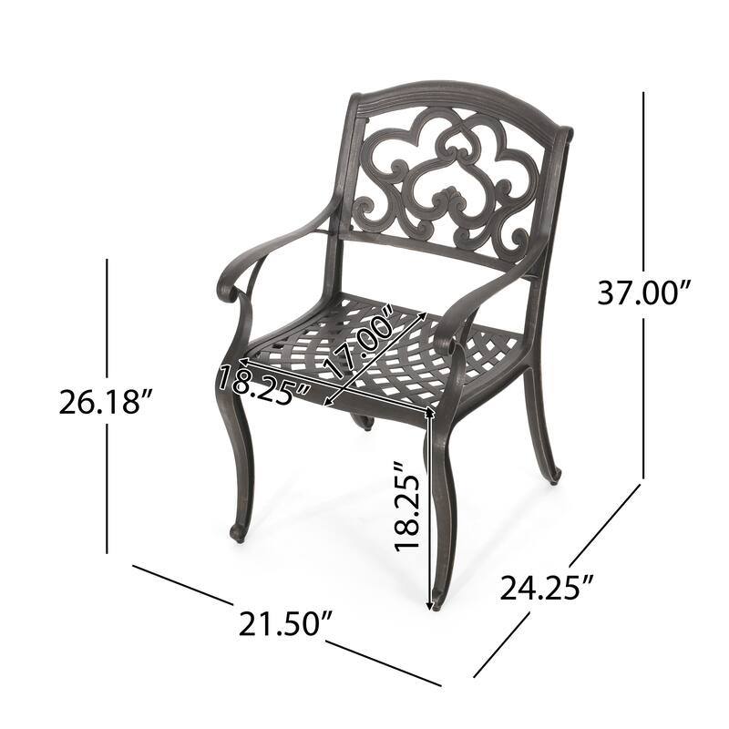 Serb Outdoor Dining Patio Chair Set of 2, Handcrafted Metal Copper Patina