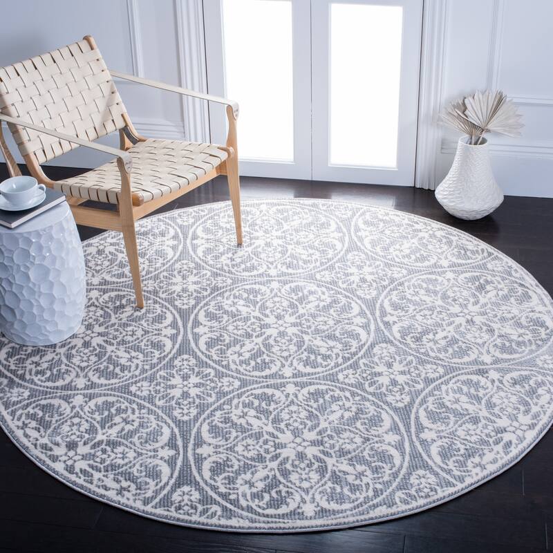 SAFAVIEH Lagoon Kathie Modern Abstract Rug - 6'7" Round - Grey/Ivory