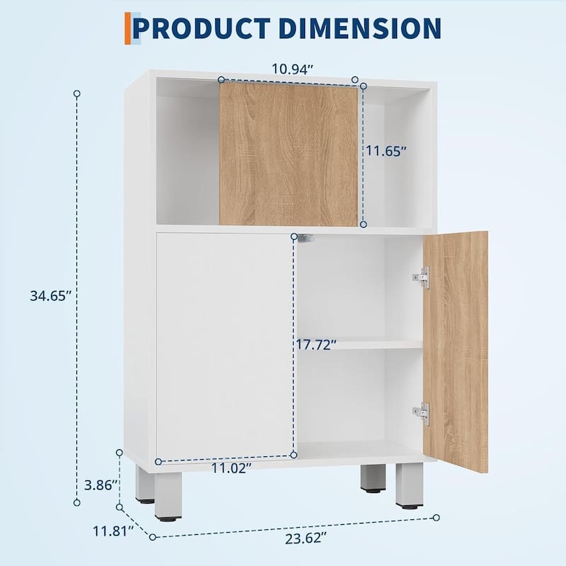Standing Display Sideboard Storage Cabinet for Small Space or Corner