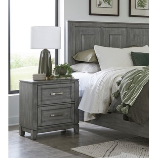Modern Elegant Design Nightstand of 2x Storage Drawers Curved Corners Natural Finish Wooden Bedroom Furniture 1pc