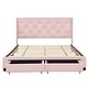 preview thumbnail 9 of 17, Queen Size Upholstered Platform Bed, with Button Tufted Upholstered Headboard and 2 Drawers,