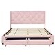 preview thumbnail 9 of 14, Queen Size Upholstered Platform Bed with Padded Headboard and Two Storage Drawers