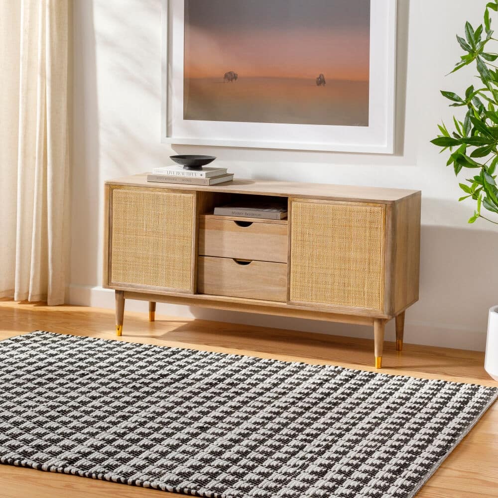 Livabliss Jean Recycled Cotton & Jute Boho Diamond Area Rug