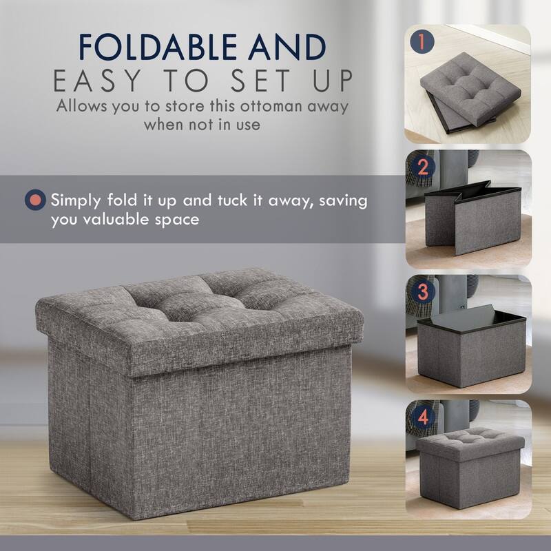 2 Pack Small Rectangle Foldable Storage Ottoman
