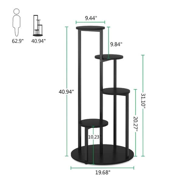 dimension image slide 0 of 2, 4-Tier Plant Stand Indoor, Tall Wood Plant Shelf Holders, Set of One - 19.68”L* 19.68”W* 40.94”H