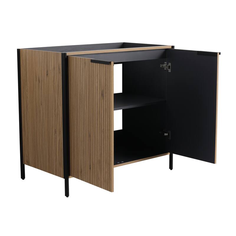 Modern 36 Inch Freestanding Bathroom Vanity Base with Soft-Close Doors and Storage Shelves - No Sink Included