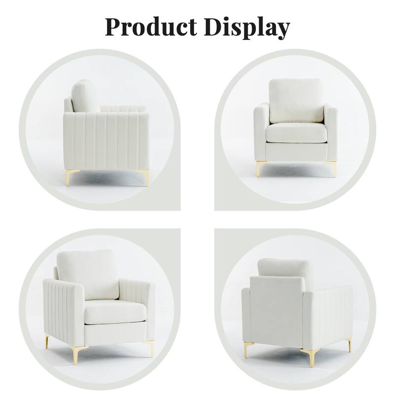 Modern Velvet Accent Chairs (Set of 2) for Living Room & Bedroom Comfy Reading Armchair with Gold Metal Legs